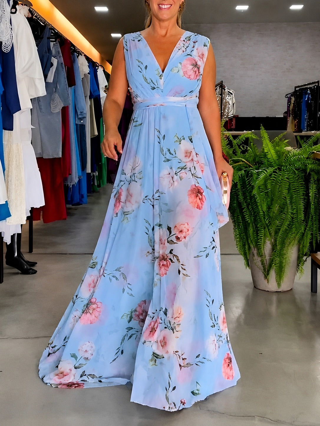 Hana - Vestido Casual Floral sem Mangas