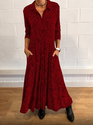 Salma - Vestido Estiloso com Bolsos com Aba