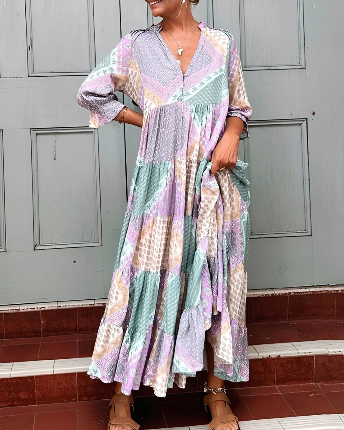 Kirsten - Vestido Estiloso de Manga Longa