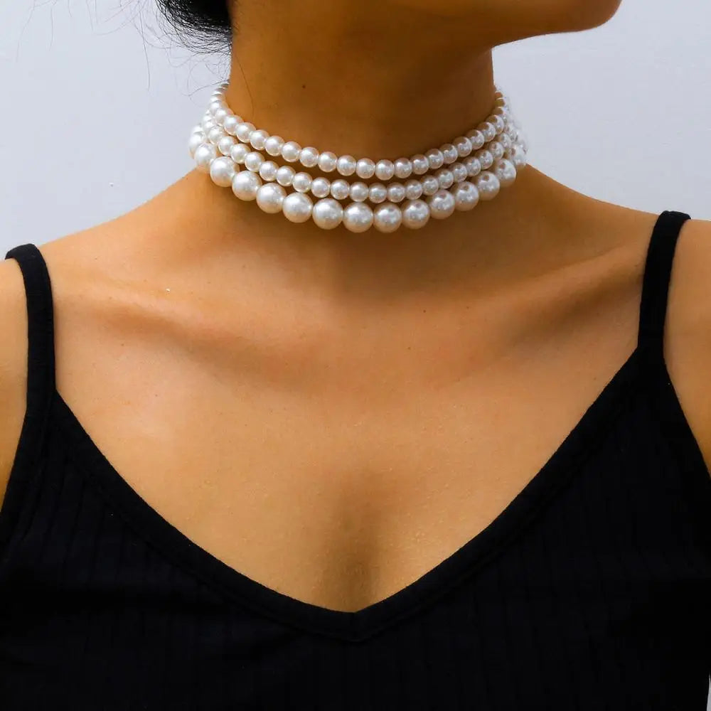 Conjunto de colar choker de pérolas - (conjunto de 3) colar de pérolas