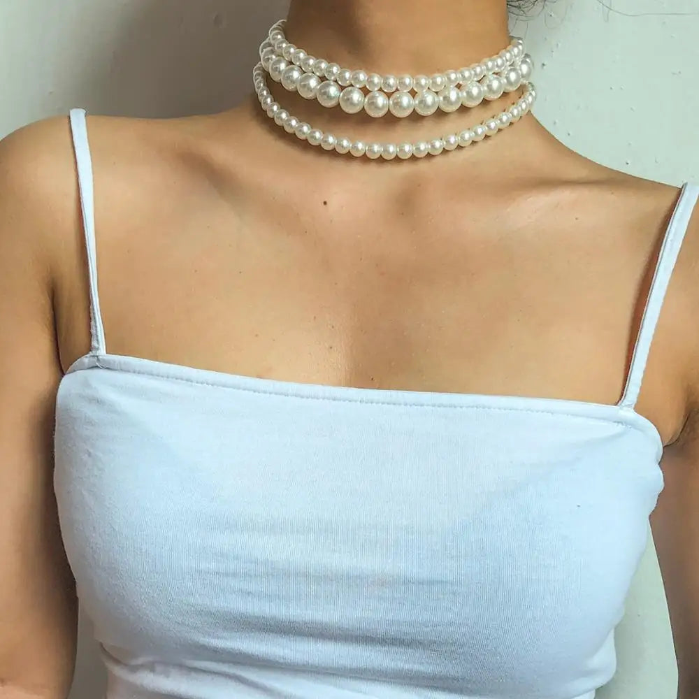 Conjunto de colar choker de pérolas - (conjunto de 3) colar de pérolas