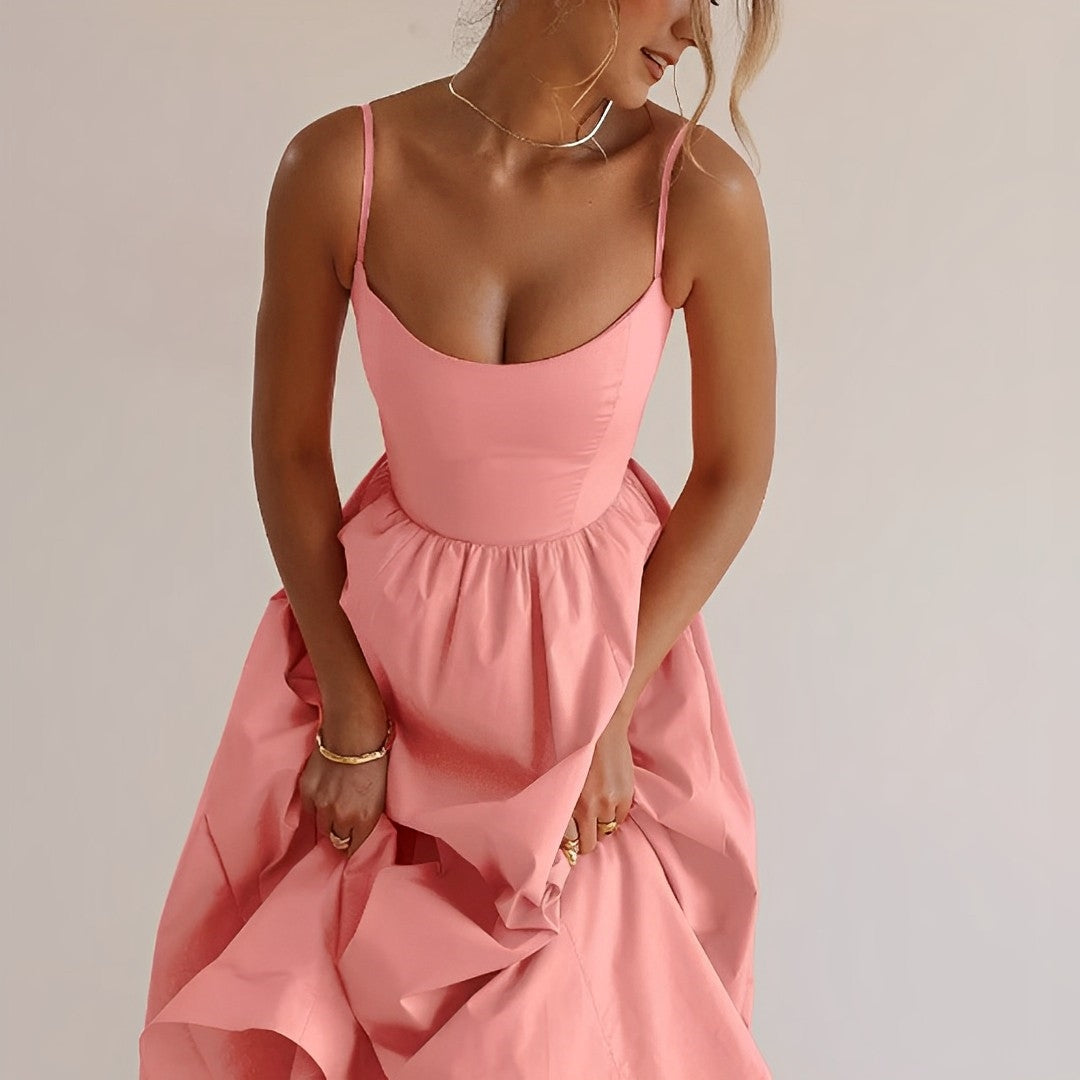Fabiana - Vestido com Alças Finas e Corte Franzido