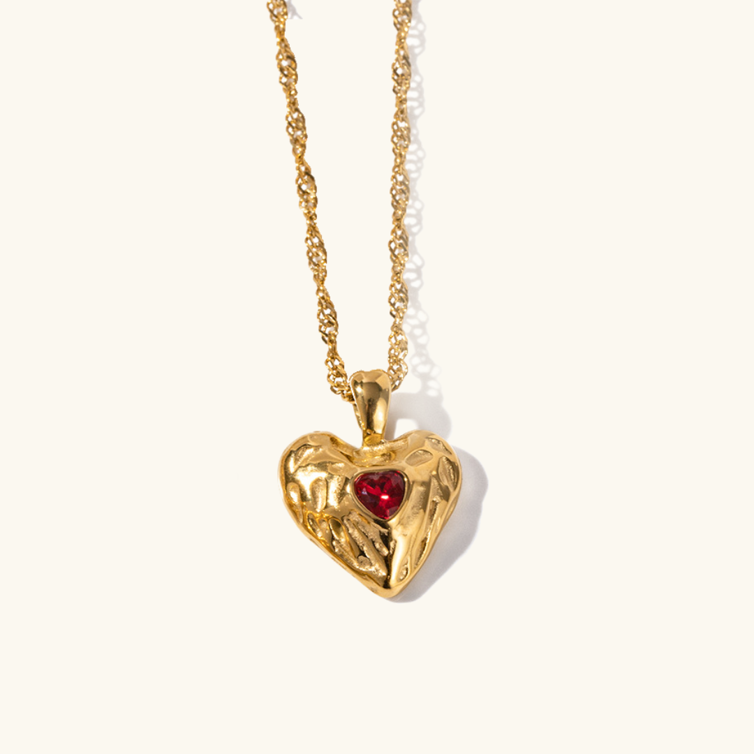 Vesper - Colar de Coração Vermelho em Ouro