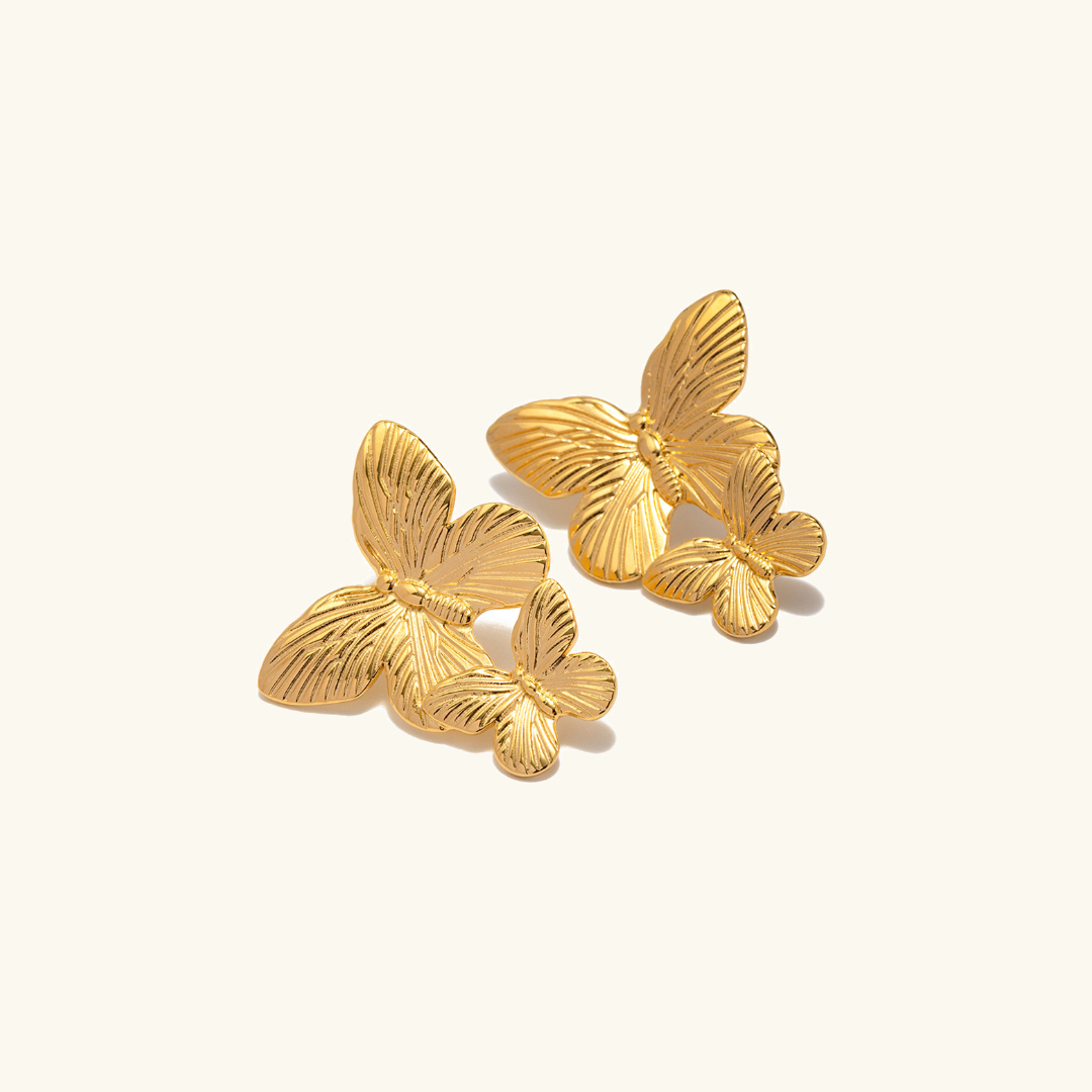 Mariah - Brincos de ouro em forma de borboleta