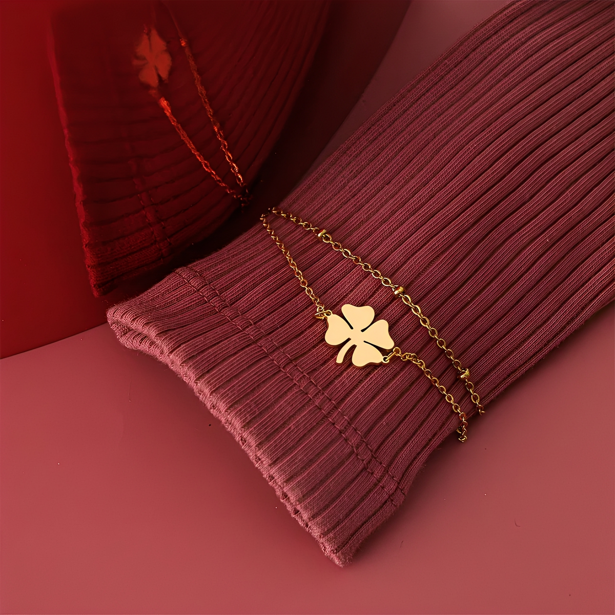 Sanya – Bracelete trevo em ouro e prata