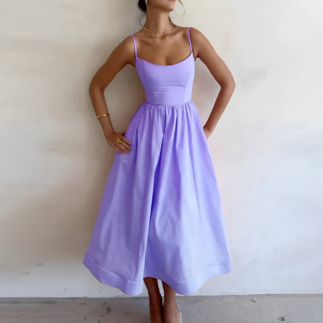 Fabiana - Vestido com Alças Finas e Corte Franzido