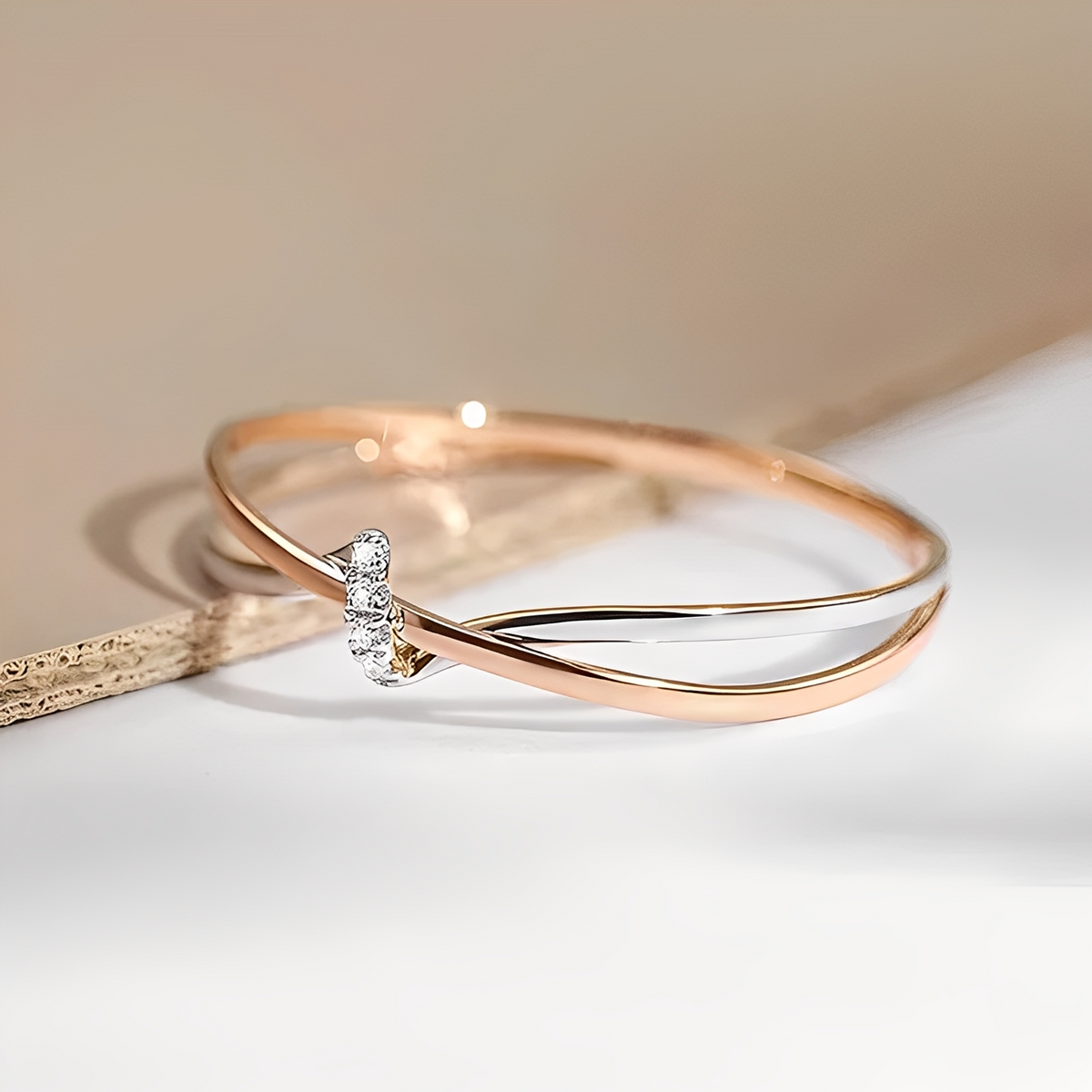 Eleane – Anel infinito bicolor elegante