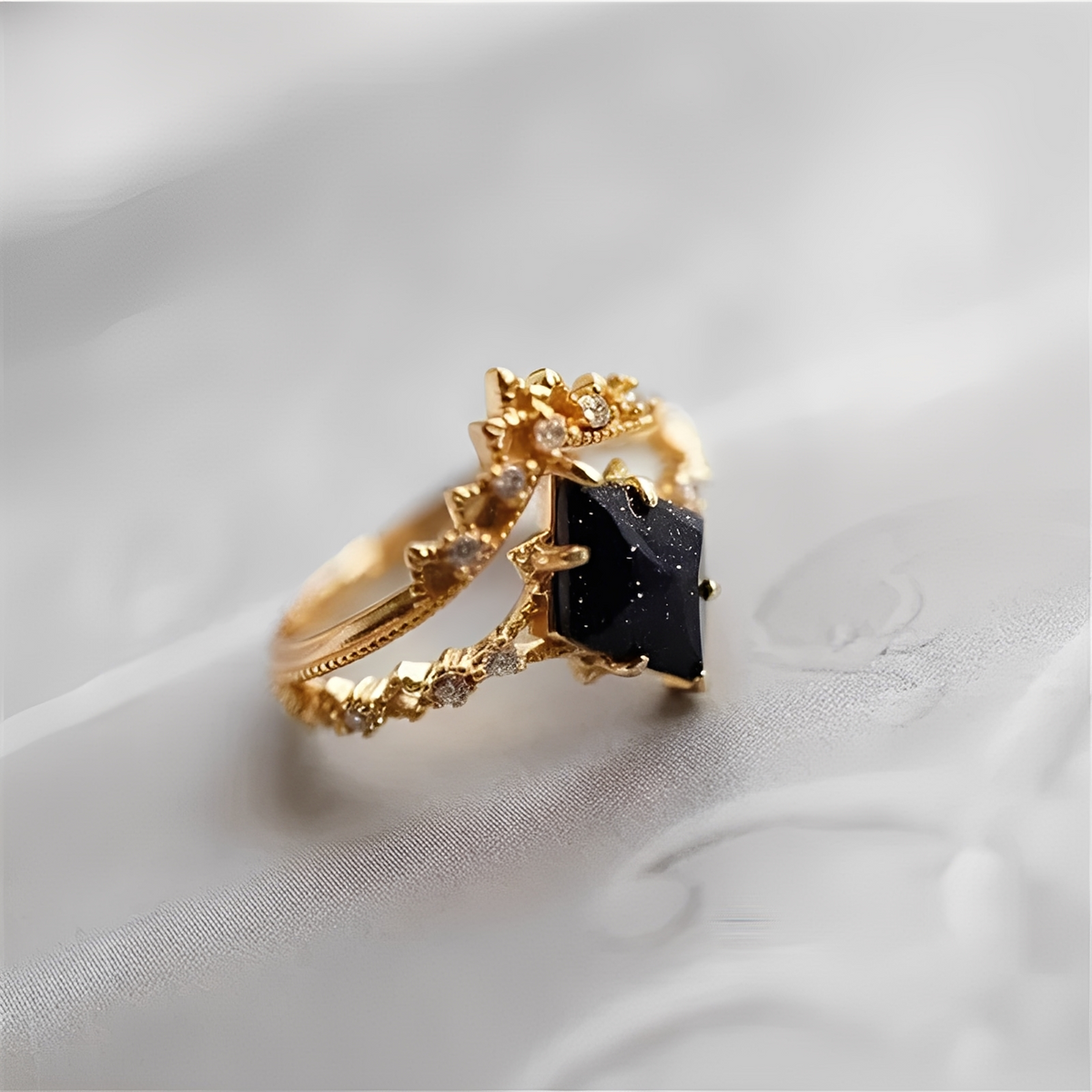 Nerisa – Bague em obsidiana noite preta