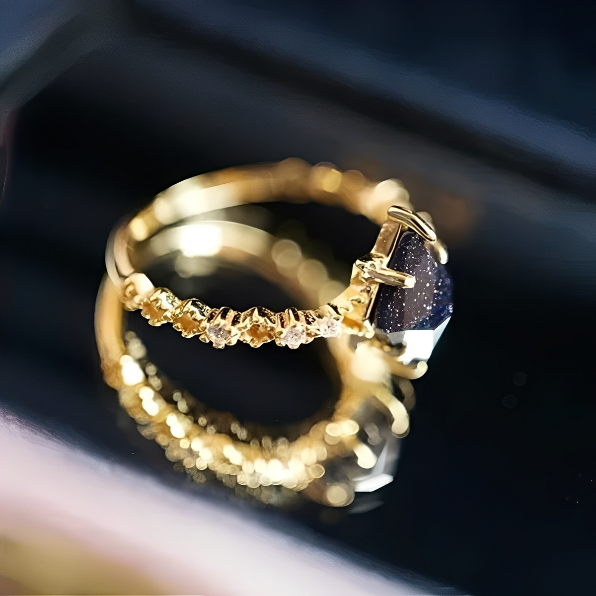 Nerisa – Bague em obsidiana noite preta