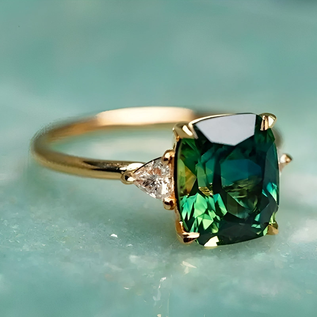 Aveline – Bague en émeraude quadrada e elegante verde