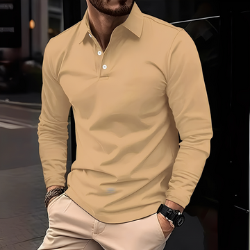 Deacon - Camisa polo de manga longa confortável