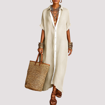 Talia - Vestido Camisa Maxi com Botões Casual