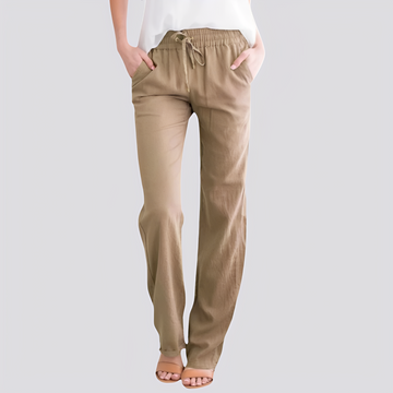 Isabel - Calça casual leve com cós elástico para mulheres