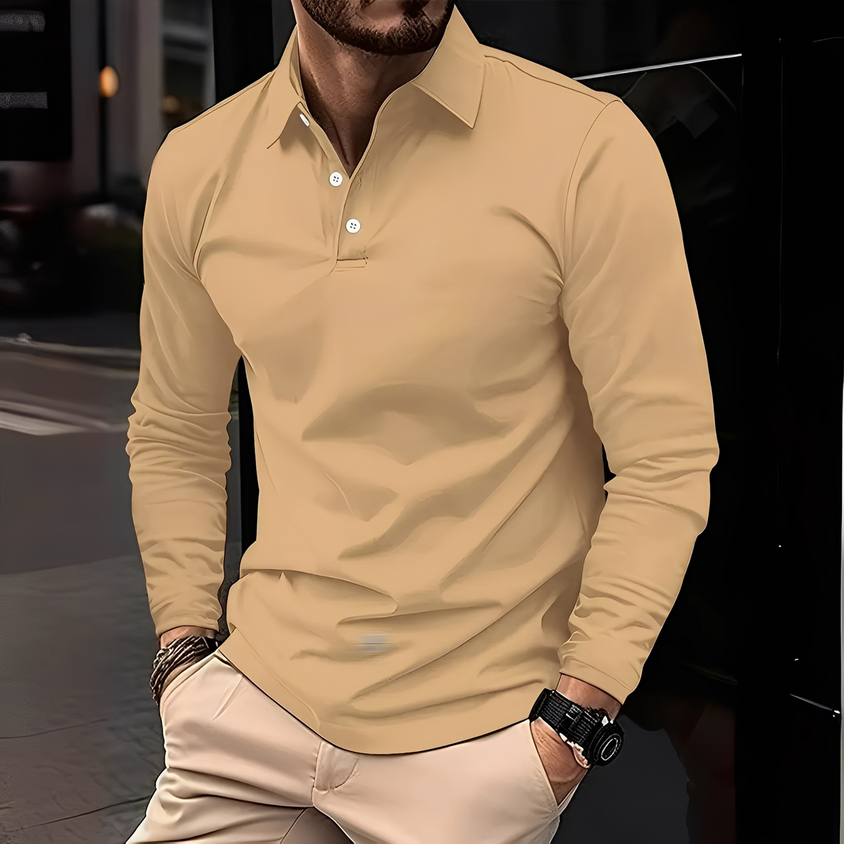 Deacon - Camisa de manga longa casual e robusta