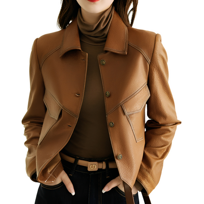 Karie - Elegante, justa jaqueta de couro para mulheres