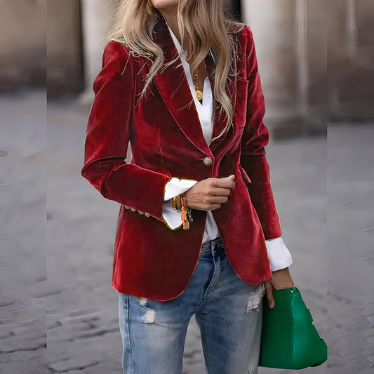 Alise - Elegante Blazer de Veludo Justo para Mulheres
