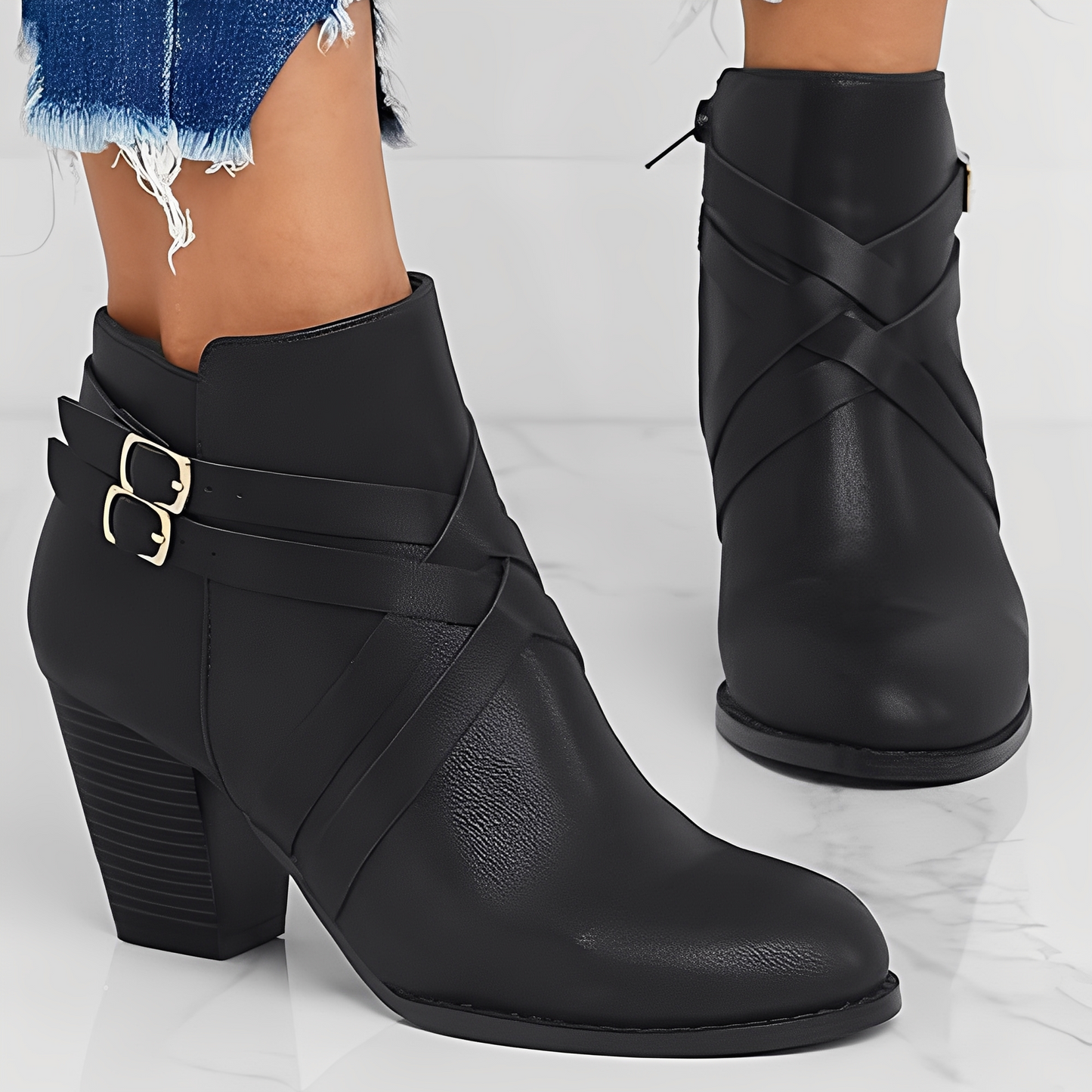 Sharon - Elegant short boots with high heels for women