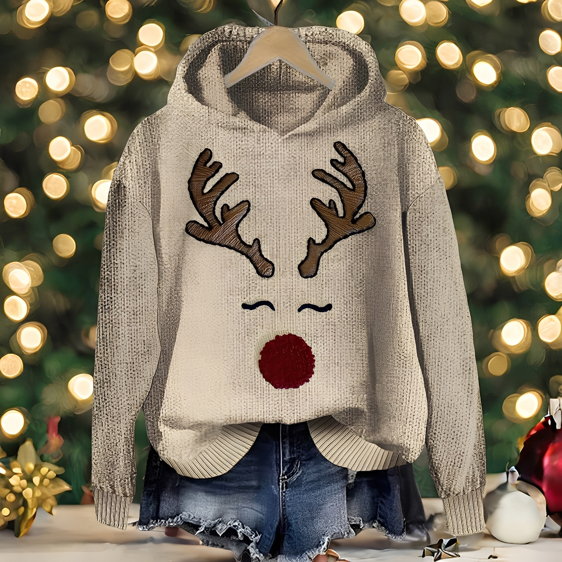 Liza - Elegante hoodie de Natal impressa para mulheres