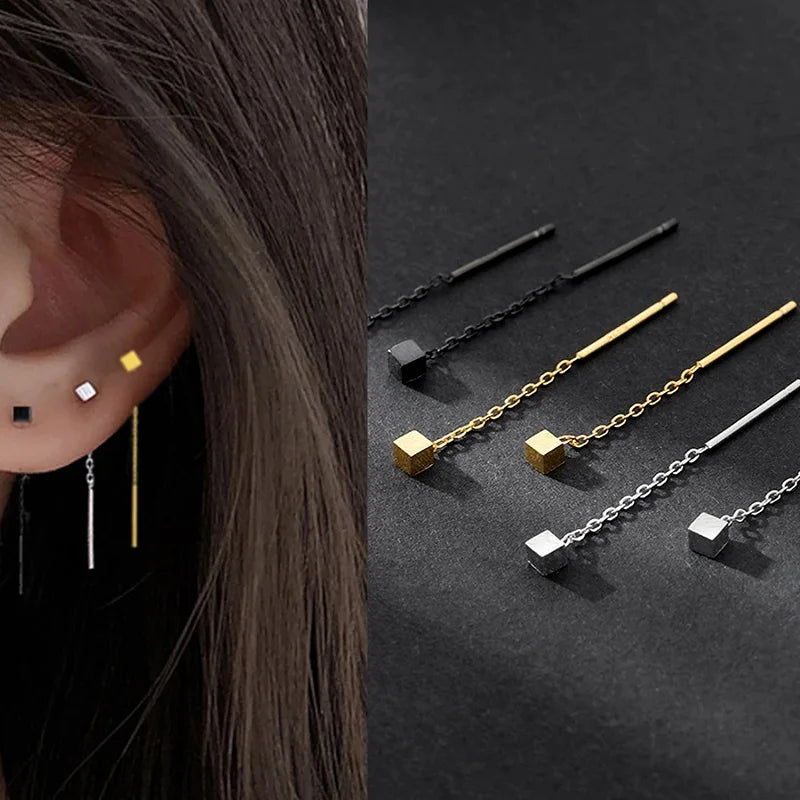 Kaelen – Brincos em cubo e elegantes franjas