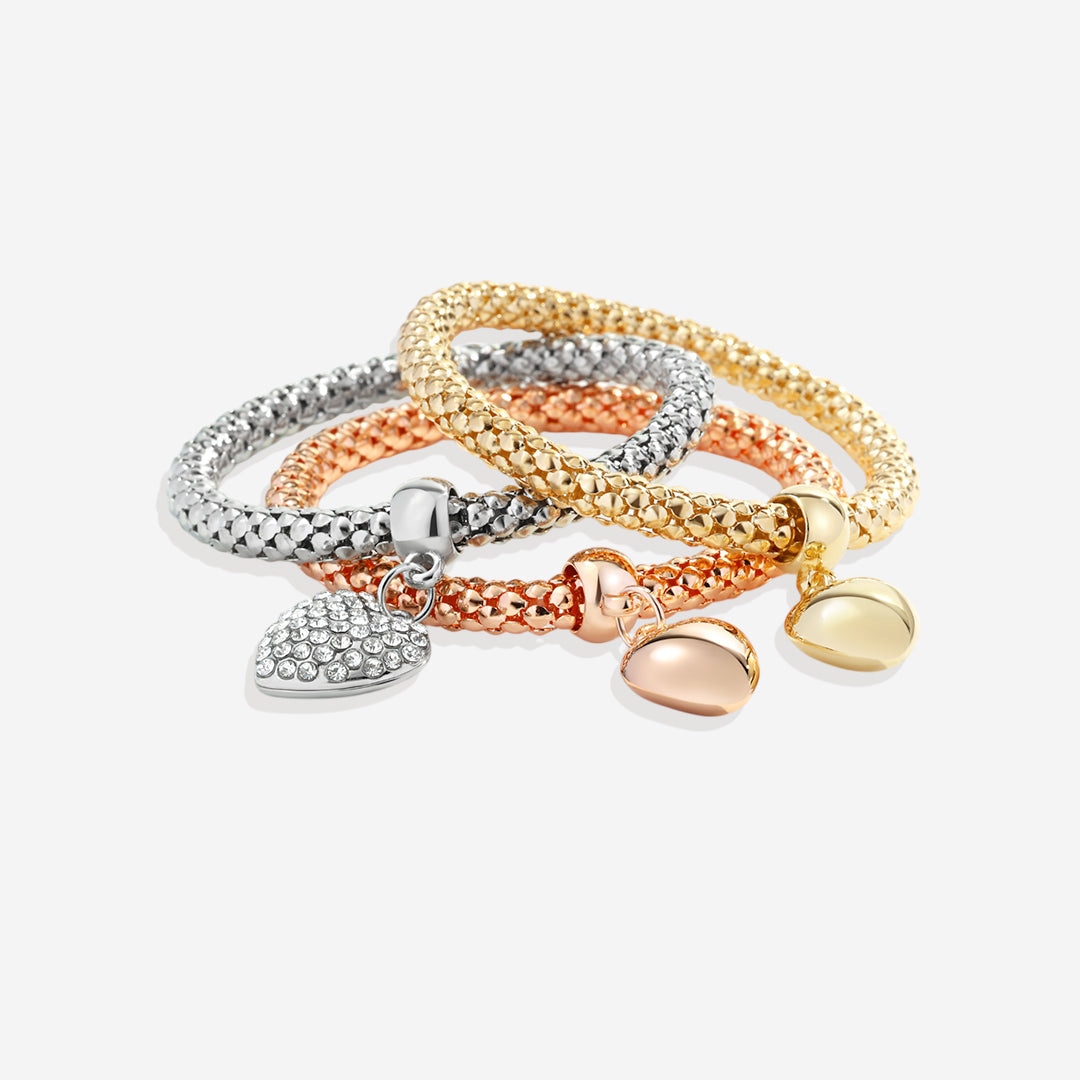 Aria – Bracelete em metal com corações sólidos