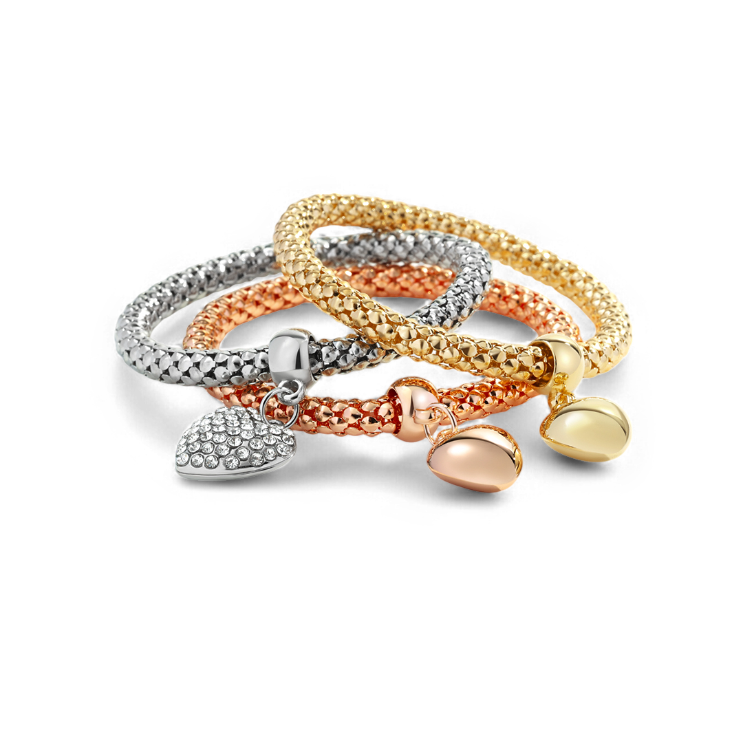Aria – Bracelete em metal com corações sólidos