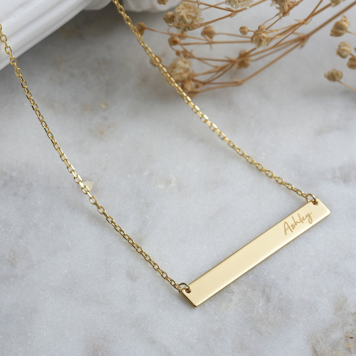 Colar em barra com nome - Colar em barra personalizado