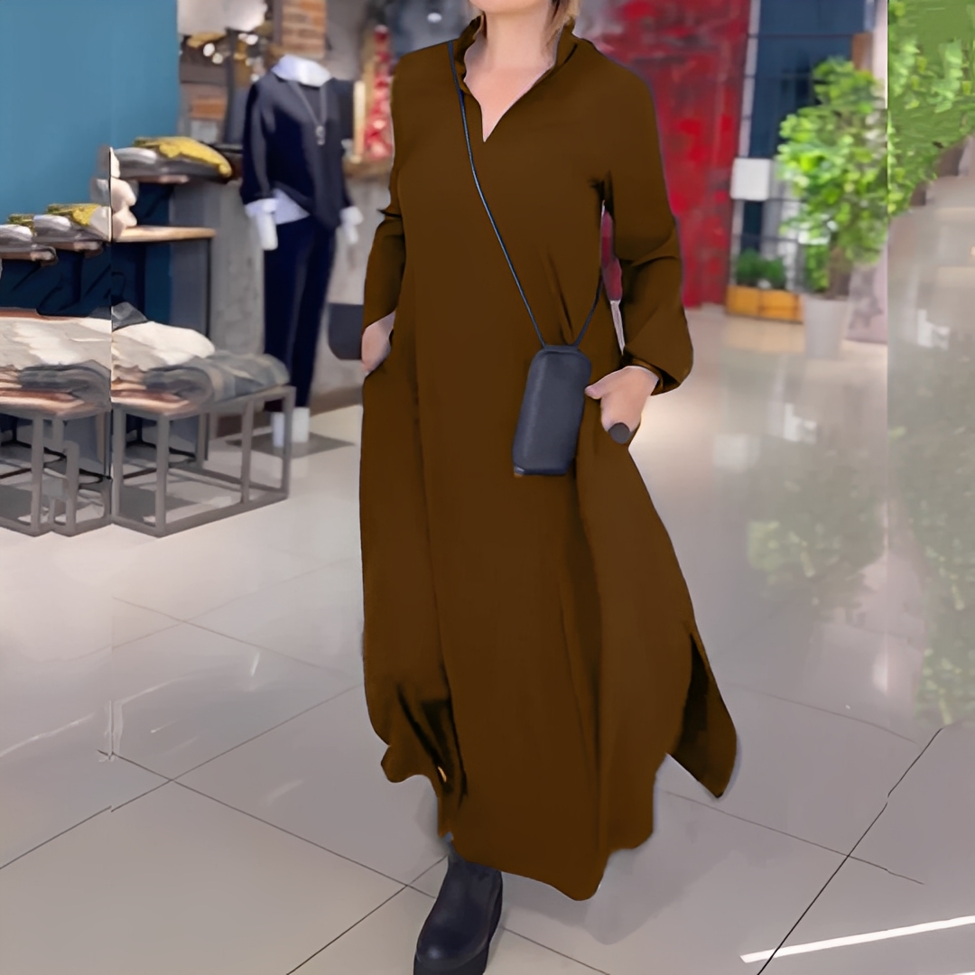 Hélène - Vestido solto com fenda lateral para mulheres