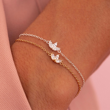 Três flores brilhantes - Bracelete em cadeia