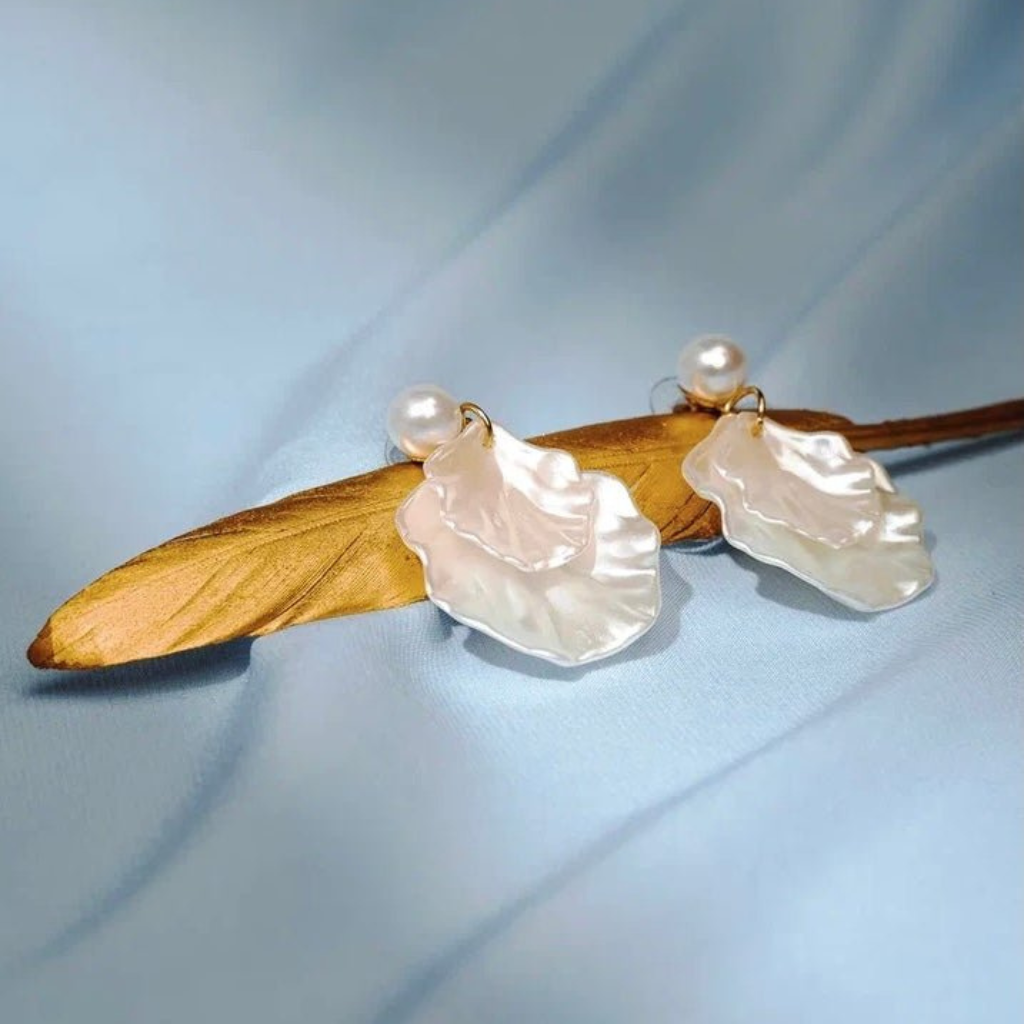 Coquilha brilhante de pérola - Brincos pendentes em coquilha
