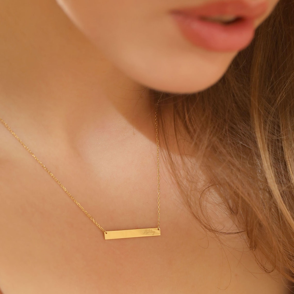 Colar em barra com nome - Colar em barra personalizado