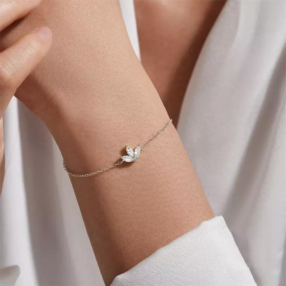 Três flores brilhantes - Bracelete em cadeia