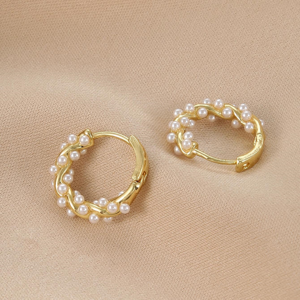 Brincos em pérolas sintéticas - Brincos elegantes em pérolas