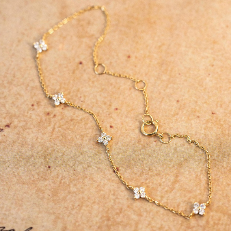 Bracelete a flores brilhantes - Bracelete minimalista
