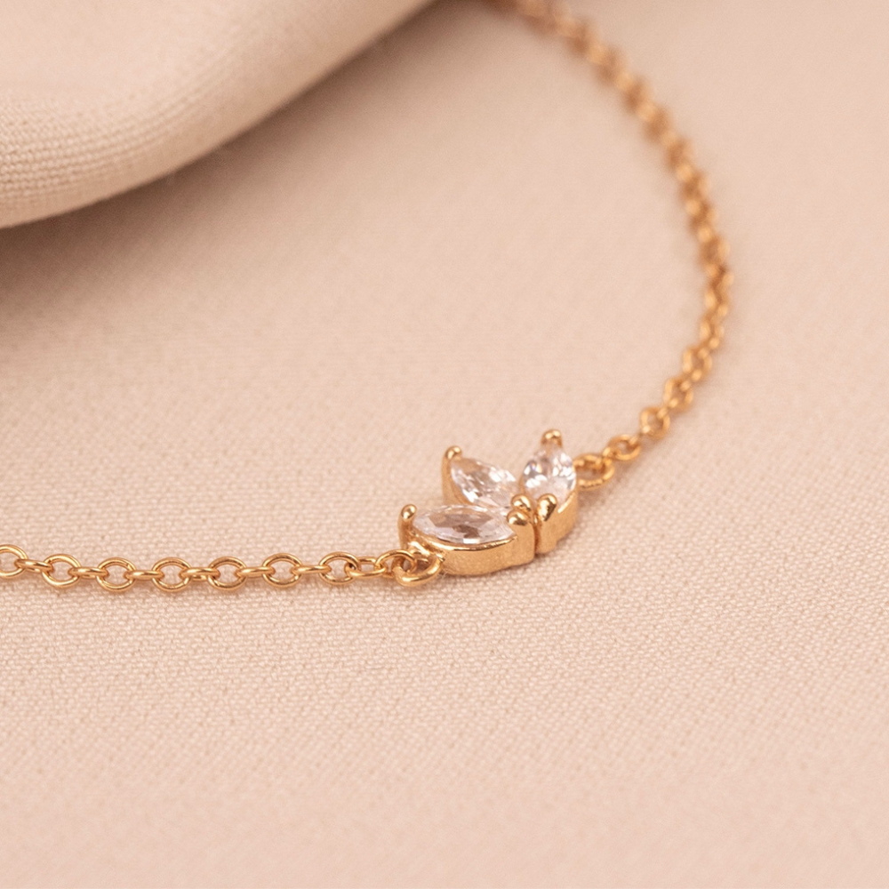 Três flores brilhantes - Bracelete em cadeia