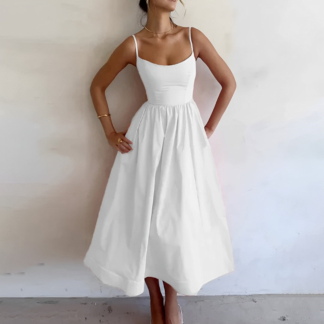 Fabiana - Vestido com Alças Finas e Corte Franzido