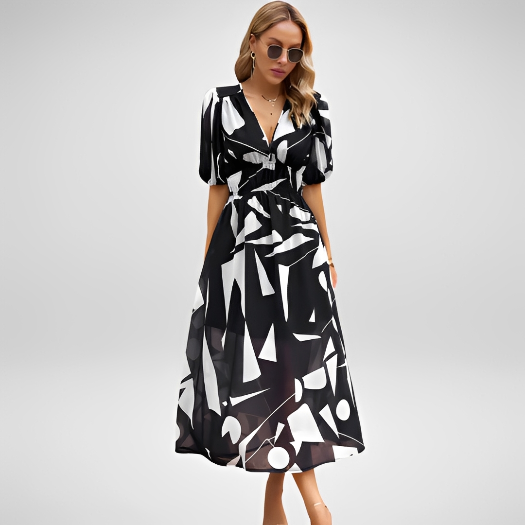 Airis - Vestido de verão elegante com decote em V para mulheres