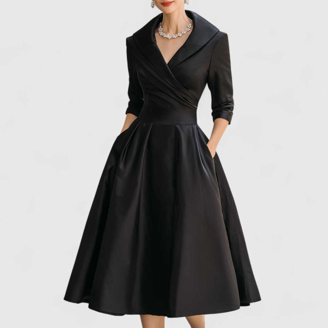 Clara – Vestido Midi Elegante com Decote em V