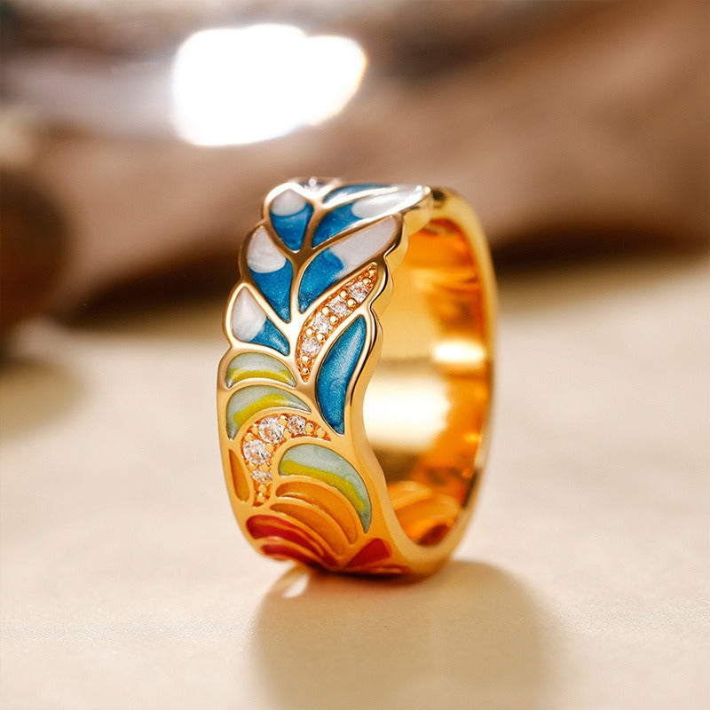 Isolde – Bague com flores pintadas à mão