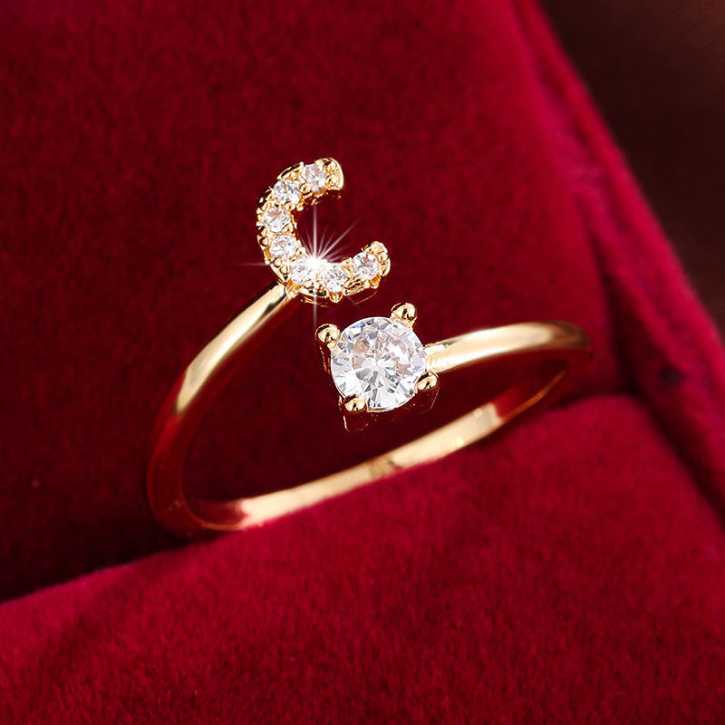 Nova – Bague aberta moderna com inicial