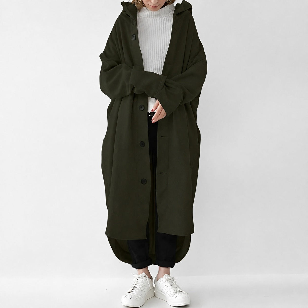 Jennica - Trench coat longo e solto para mulheres