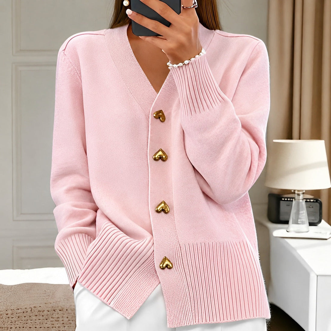 Annalee - Cardigan elegante Love Button para mulheres
