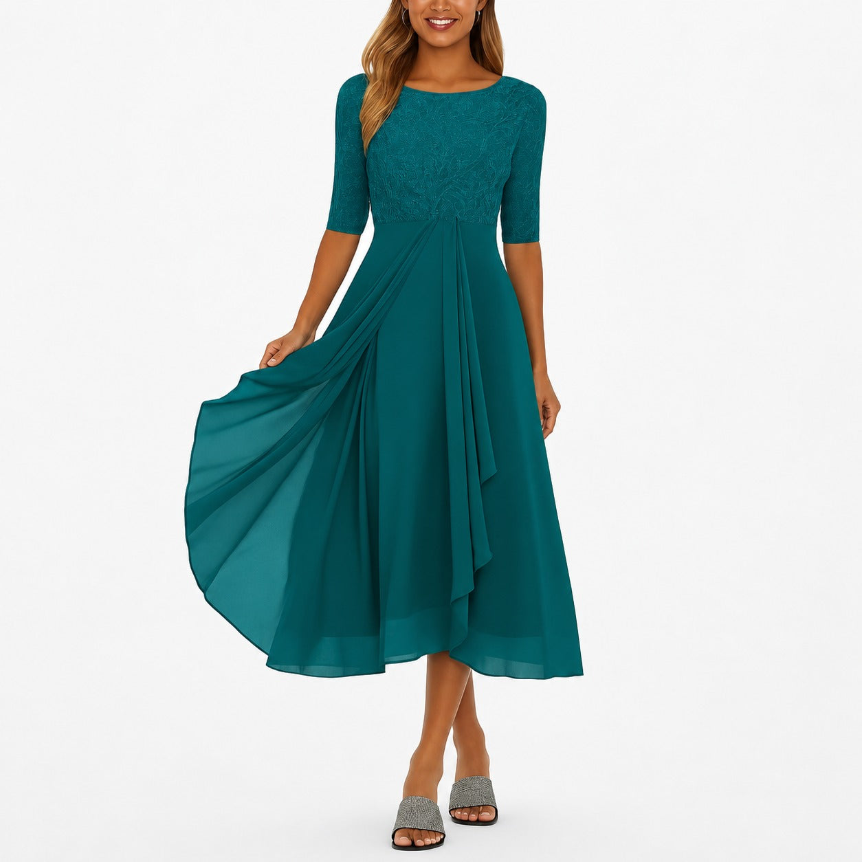 Ximena - Vestido Elegante Feminino na Altura do Joelho