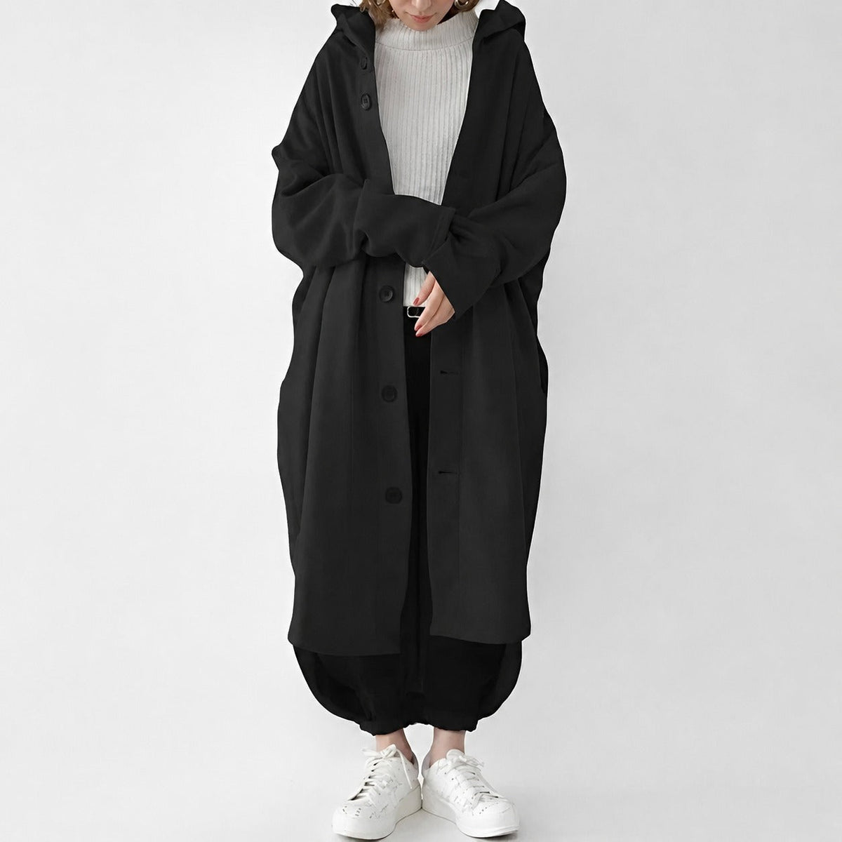 Jennica - Trench coat longo e solto para mulheres