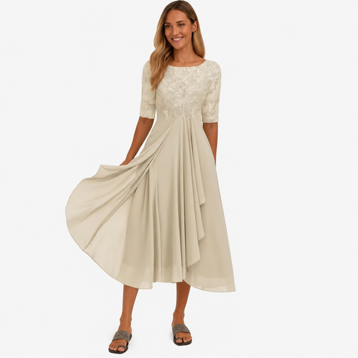 Ximena - Vestido Elegante Feminino na Altura do Joelho