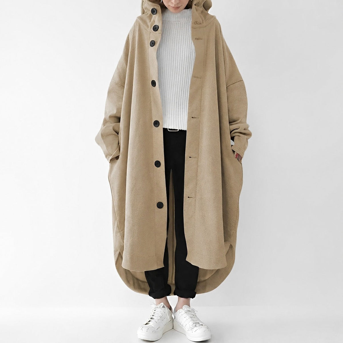 Jennica - Trench coat longo e solto para mulheres