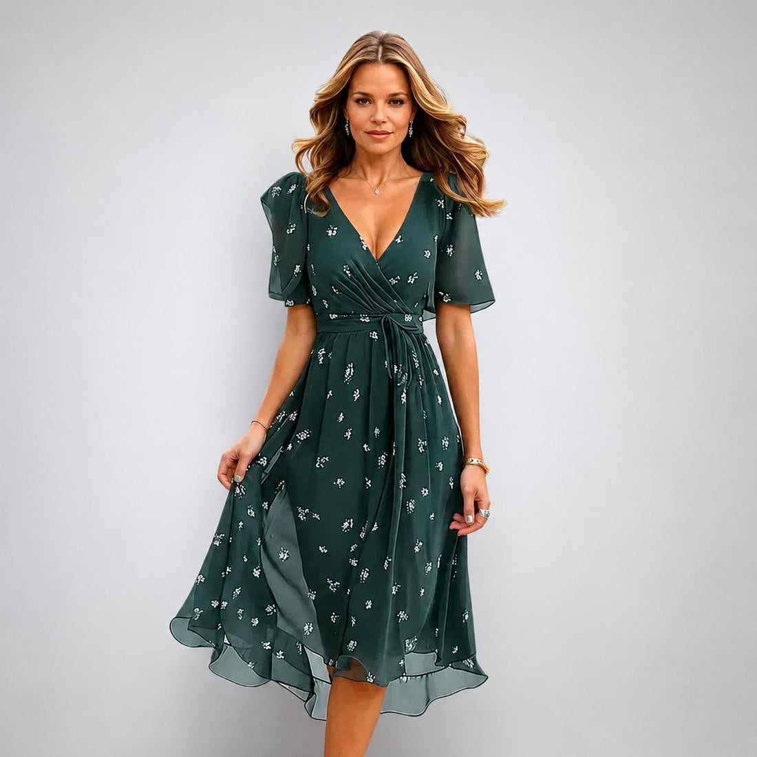 Annegret - Vestido feminino estiloso com decote em V