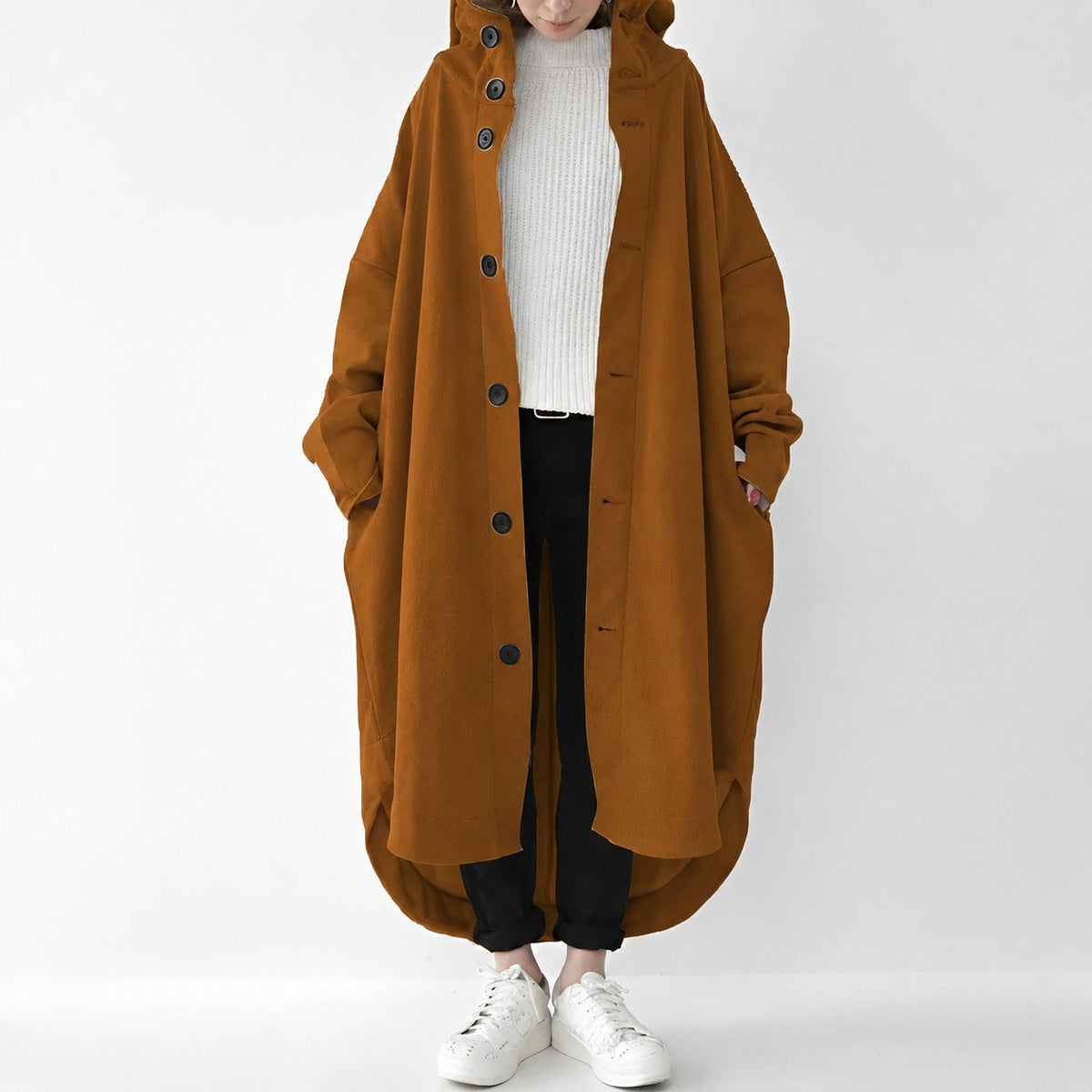 Jennica - Trench coat longo e solto para mulheres
