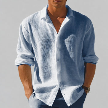Kelvin - Camisa de Verão Masculina Leve e Casual com Botões