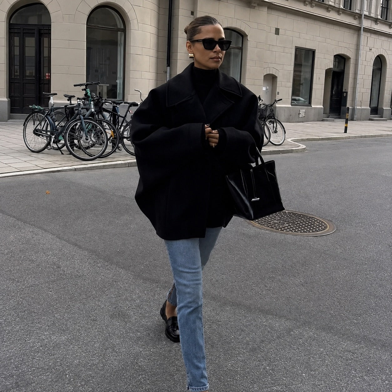 Elena - Casaco oversized com abotoamento duplo