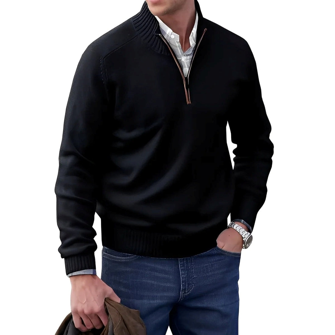Gabriel - Suéter masculino casual com zíper
